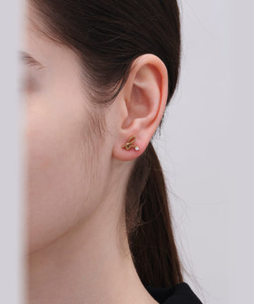 FEMME ウィメンズ b.ロゴ フラワーモチーフ パール ピアス "Double bloom" ゴールド