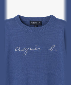ENFANT ユニセックス キッズ ロゴ刺繍 コットン 長袖 ニット プルオーバー ブルー系その他