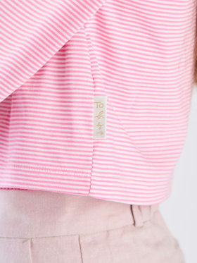 To b. by agnès b. 【Outlet】ボーダーコンパクトカーディガン ピンク