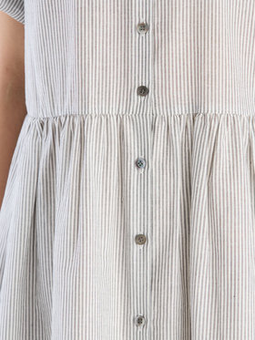 To b. by agnès b. 【Outlet】ストライプ コットンボイル ショートスリーブ ワンピース ブラック