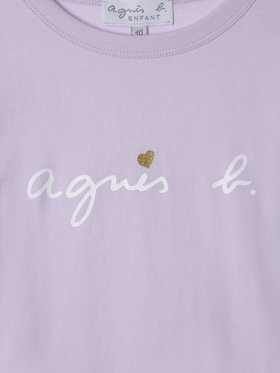 ENFANT ガールズ キッズ ロゴ ハート プリント コットン 長袖 Tシャツ パープル系その他