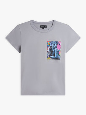FEMME ウィメンズ オーガニックコットン フォトプリント 半袖 Tシャツ グレー
