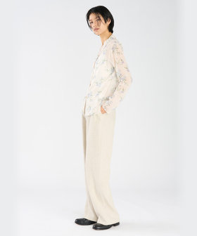 FEMME ウィメンズ フローラル プリント コットン 長袖 ブラウス "Fine" アイボリー