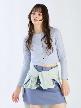 To b. by agnès b. 【Outlet】ボーダーコンパクトカーディガン ブルー