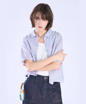 To b. by agnès b. ボックスカット 半袖 シャツ ブルー