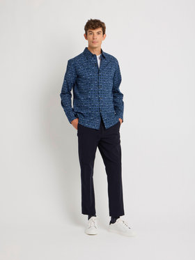 HOMME メンズ メンズ チェック コットン 長袖 シャツ ”Thomas” ブルー系その他