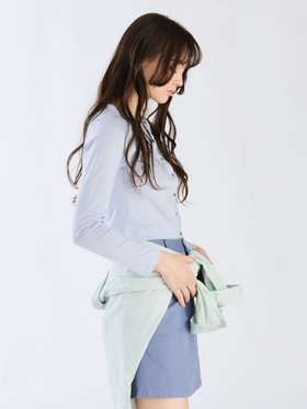 To b. by agnès b. 【Outlet】ボーダーコンパクトカーディガン ブルー