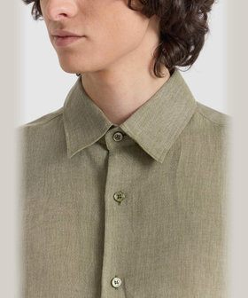 HOMME メンズ メンズ リネン 長袖 シャツ "Thomas" グリーン