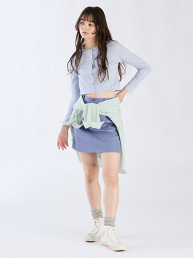 To b. by agnès b. 【Outlet】ボーダーコンパクトカーディガン ブルー