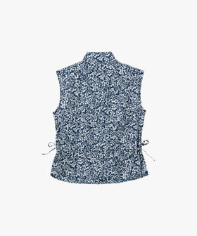 FEMME ウィメンズ フラワープリント コットン ノースリーブ ブラウス "Ginette" ネイビー