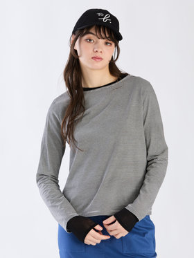 To b. by agnès b. 【Outlet】ボーダーロングスリーブTシャツ ブラック