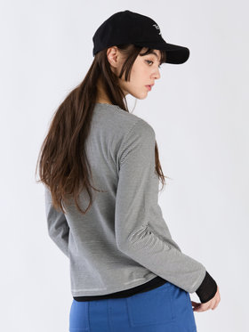 To b. by agnès b. 【Outlet】ボーダーロングスリーブTシャツ ブラック