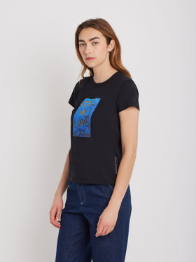 FEMME ウィメンズ オーガニクコットン フォトプリント 半袖 Tシャツ ブラック