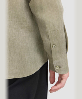 HOMME メンズ メンズ リネン 長袖 シャツ "Thomas" グリーン