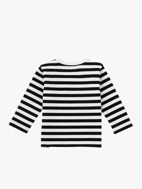 ENFANT ベビー ベビー コットン 細ボーダー 長袖 Tシャツ ホワイト×ブラック