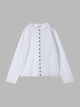 HOMME メンズ メンズ オーガニックコットン 長袖 カーディガンプレッション ”Titien” ホワイト
