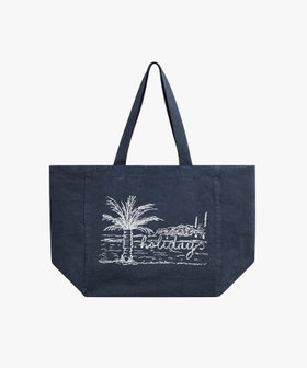 FEMME ウィメンズ プリント コットン キャンバス トートバッグ "Holiday" ブルー