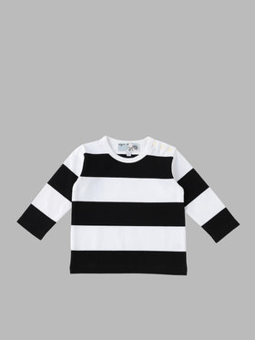 ENFANT ベビー ベビー コットン 太ボーダー 長袖 Tシャツ ホワイト×ブラック