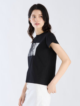 FEMME ウィメンズ コットン プリント 半袖 アーティスト Tシャツ ”Hugo Naccache” ブラック