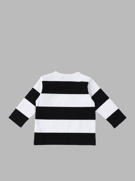 ENFANT ベビー ベビー コットン 太ボーダー 長袖 Tシャツ ホワイト×ブラック