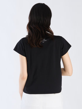 FEMME ウィメンズ コットン プリント 半袖 アーティスト Tシャツ ”Hugo Naccache” ブラック