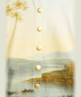 FEMME ウィメンズ agnes b. x Le Louvre フォトプリント コットン 長袖 カーディガン "Paysage avec un berger" マルチ