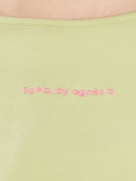 To b. by agnès b. カラー ロゴ 刺繍 長袖 Tシャツ グリーン