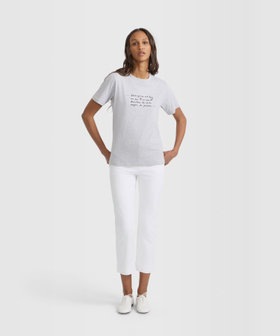 FEMME ウィメンズ メッセージ プリント コットン 半袖 Tシャツ "Parce qu'on est tous …" グレー