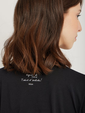 FEMME ウィメンズ コットン プリント 半袖 アーティスト Tシャツ ”Hugo Naccache” ブラック