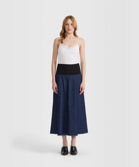 FEMME ウィメンズ デニム フレアスカート ネイビー