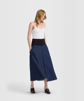 FEMME ウィメンズ デニム フレアスカート ネイビー