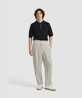 HOMME メンズ メンズ ストライプ リネン ワイドパンツ "Julen" ブラウン系その他