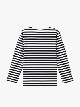 FEMME ウィメンズ 細ボーダー コットン 長袖 Tシャツ "Cool" ホワイト×ブラック