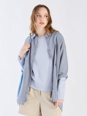 To b. by agnès b. コットン ロングスリーブ ボーイズシャツ ネイビー