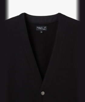 HOMME メンズ メンズ コットン メルトン Vネック 長袖 カーディガンプレッション "Gant" ブラック