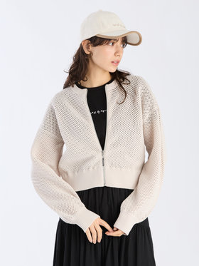 To b. by agnès b. 【Outlet】メッシュ ニット ブルゾン ホワイト