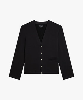 HOMME メンズ メンズ コットン メルトン Vネック 長袖 カーディガンプレッション "Gant" ブラック