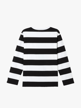 FEMME ウィメンズ 太ボーダー コットン 長袖Tシャツ "Cool" ホワイト×ブラック