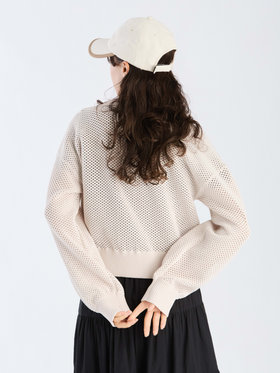 To b. by agnès b. 【Outlet】メッシュ ニット ブルゾン ホワイト