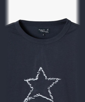 HOMME メンズ メンズ スター プリント オーガニックコットン 長袖 Tシャツ グレー