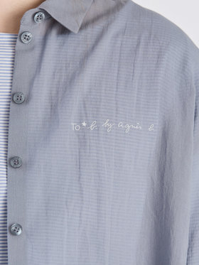 To b. by agnès b. コットン ロングスリーブ ボーイズシャツ ネイビー