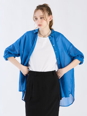 To b. by agnès b. 【Outlet】ロングスリーブボーイズシャツ ブルー
