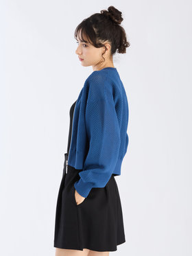 To b. by agnès b. 【Outlet】メッシュ ニット ブルゾン ブルー