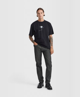 HOMME メンズ メンズ プリント コットン 半袖 アーティスト Tシャツ "Roberto Martinez" ブラック