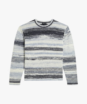 HOMME メンズ メンズ ミックスカラー 長袖 ニットプルオーバー "Overcoming" グレー
