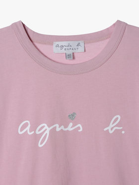 ENFANT ガールズ キッズ ロゴ ハート プリント コットン 半袖 Tシャツ "Pirate" ピンク