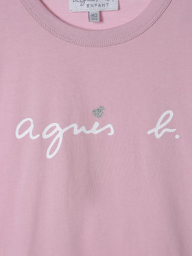 ENFANT ガールズ キッズ ロゴ ハート プリント コットン 半袖 Tシャツ "Pirate" ピンク