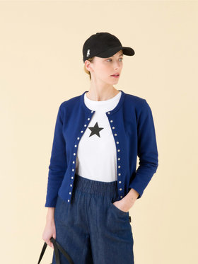 FEMME ウィメンズ コットン メルトン カーディガンプレッション "Le Petit" ブルー系その他