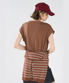 To b. by agnès b. To b. by agnes b.× green label relaxing オーガニックコットン プリントTシャツ "cool!!" ブラウン