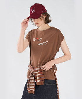To b. by agnès b. To b. by agnes b.× green label relaxing オーガニックコットン プリントTシャツ "cool!!" ブラウン